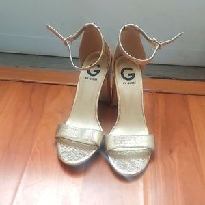 Gold guess heels size 8